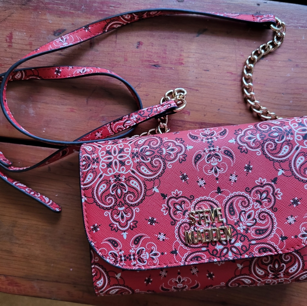 STEVE MADDEN BANDANA PRINT CROSSBODY PURSE